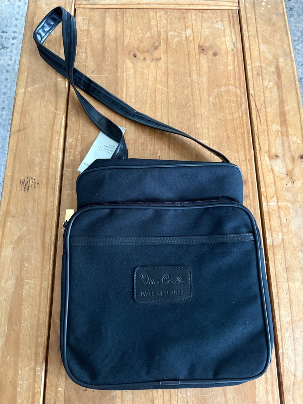 Vintage Black Pierre Cardin old stock Men’s Canvas Travel Messenger Tote Bag NWT